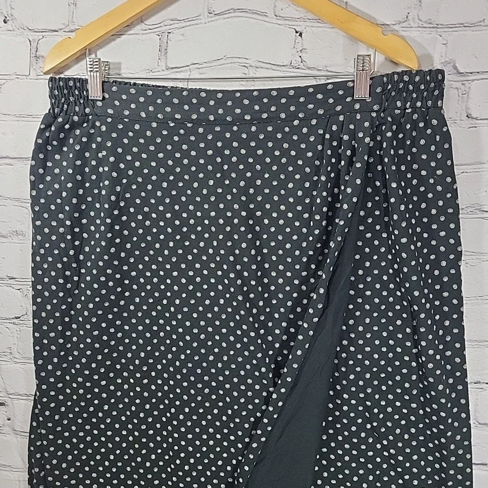 Vtg 90's Elisabeth Liz Claiborne Skirt‎ Plus Sz 3 Black Print Cotton Modest Wrap